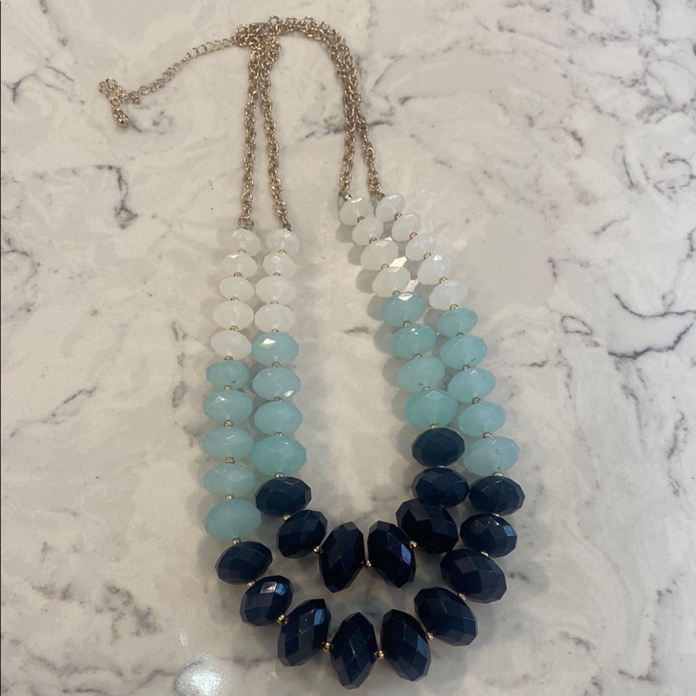 Elegant Blue and White Beaded Necklace